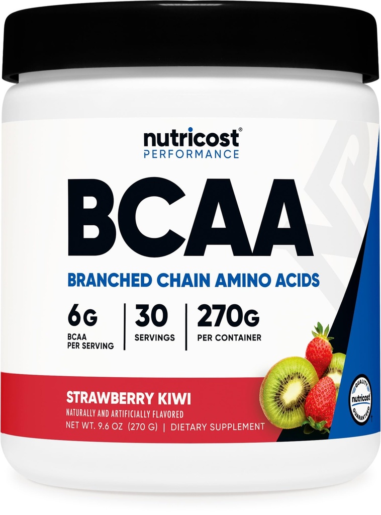 Nutricost BCAA Powder (Strawberry Kiwi, 30 Serve) - Rapporto ottimale 2:1:1:1:1