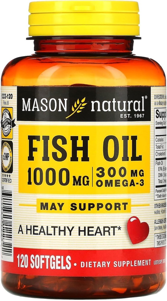 MASON Olio di pesce naturale, 1.000 mg, 120 Softgels