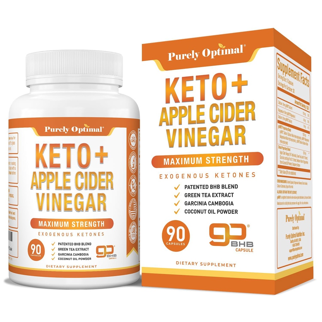 Estratto di Aceto di Sidro di Keto BHB & Apple - Supplemento di chetoni esogeni con la madre per il supporto di Ketosis, Stile di vita sano &amp; Benessere generale - 90 capsule