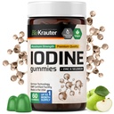 BIO KRAUTER Iodio Gummies - 60 Vegan Chews - 250 mcg Potassium Iodide - Iodine Supplemento con Selenium Zink - Apple Flavor, Pectin-Based Chews