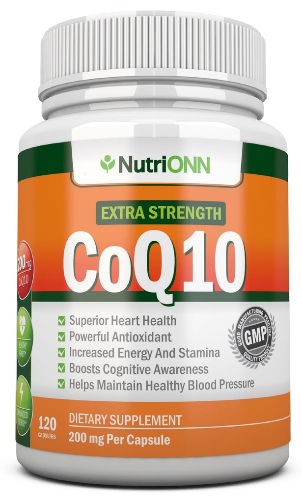 CoQ10 200mg (double Strength), 120 Capsule - Coenzima ad alto assorbimento Q10 - Provenza scientificamente Extra Forza CoQ10 Ubiquinone - 4 mesi di fornitura