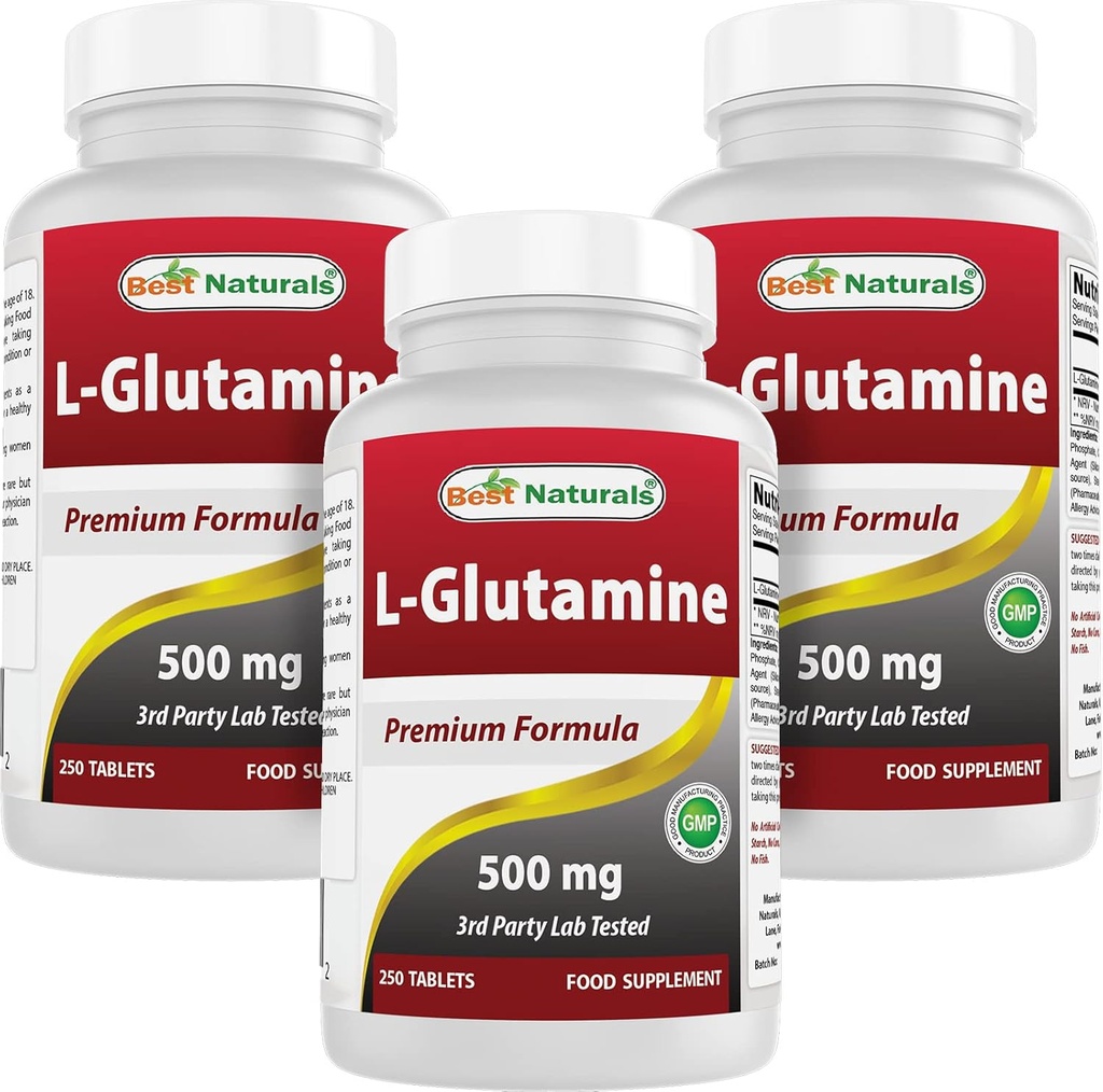 I migliori naturali L-Glutamina 500mg, 250 compresse (250 conteggio)