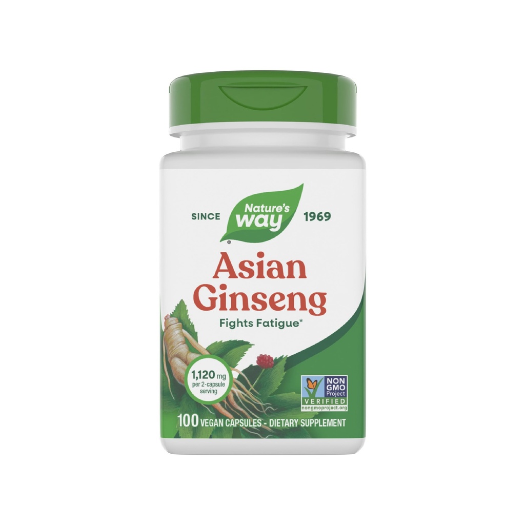 Via della natura Ginseng asiatico, combatte Fatigue*, 1,120mg Per 2 capsule Serving, Progetto non OGM Verificato, Vegan, 100 capsule (Packaging May Vary)