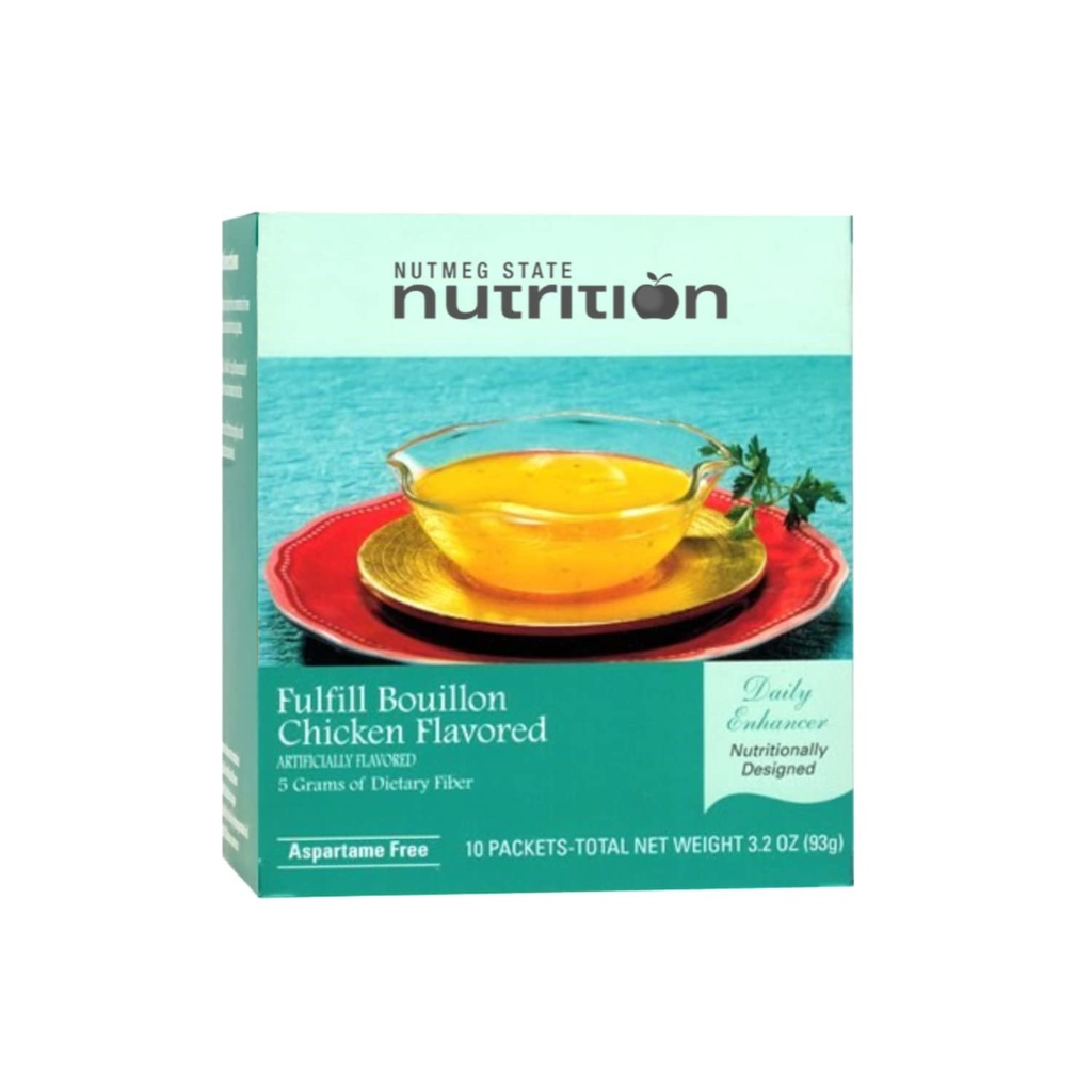 Nutmeg State Nutrition – Fulfill High Fiber Soup Mix, Basso Calorie, Grasso Libero, Aroma naturale, Ideal Protein Compatible, Aspartame Free, 10 Servings Per Box (Chicken Bouillon)