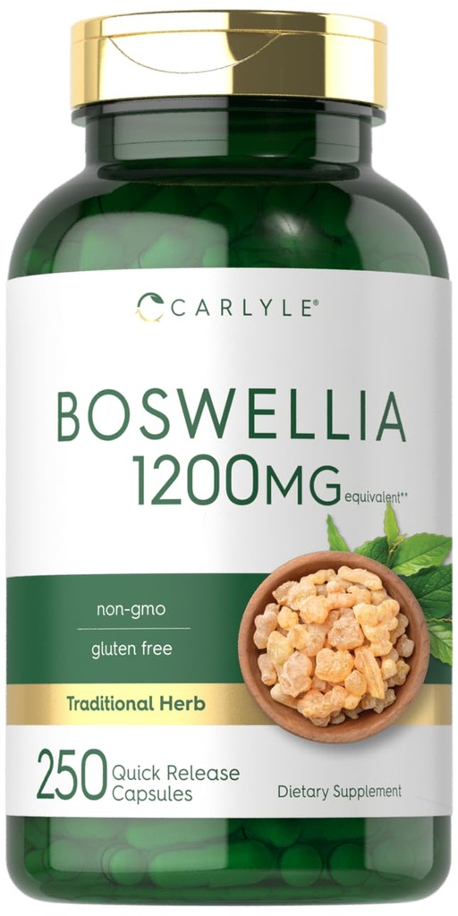 Carlyle Boswellia Extract Capsules | 250 Count | Boswellia Serrata Complex con Estratto di pepe nero | Non-GMO, Gluten Free Supplement