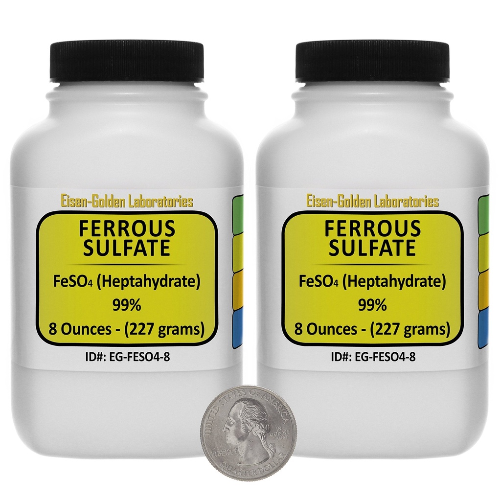 Ferrous Sulfate [FeSO4] 99% ACS Grade Powder 1 Lb in due bottiglie Space-Saver