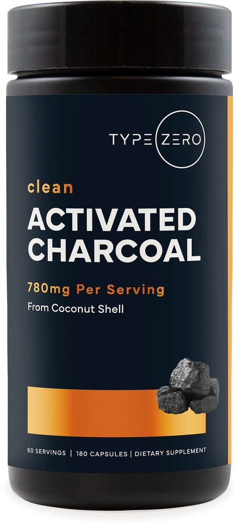 Tipo Zero Attivato capsule di carbone (180 Conte) - 60 Serve, 780mg Per Serve, da Coconut Shell, Non-GMO, senza glutine