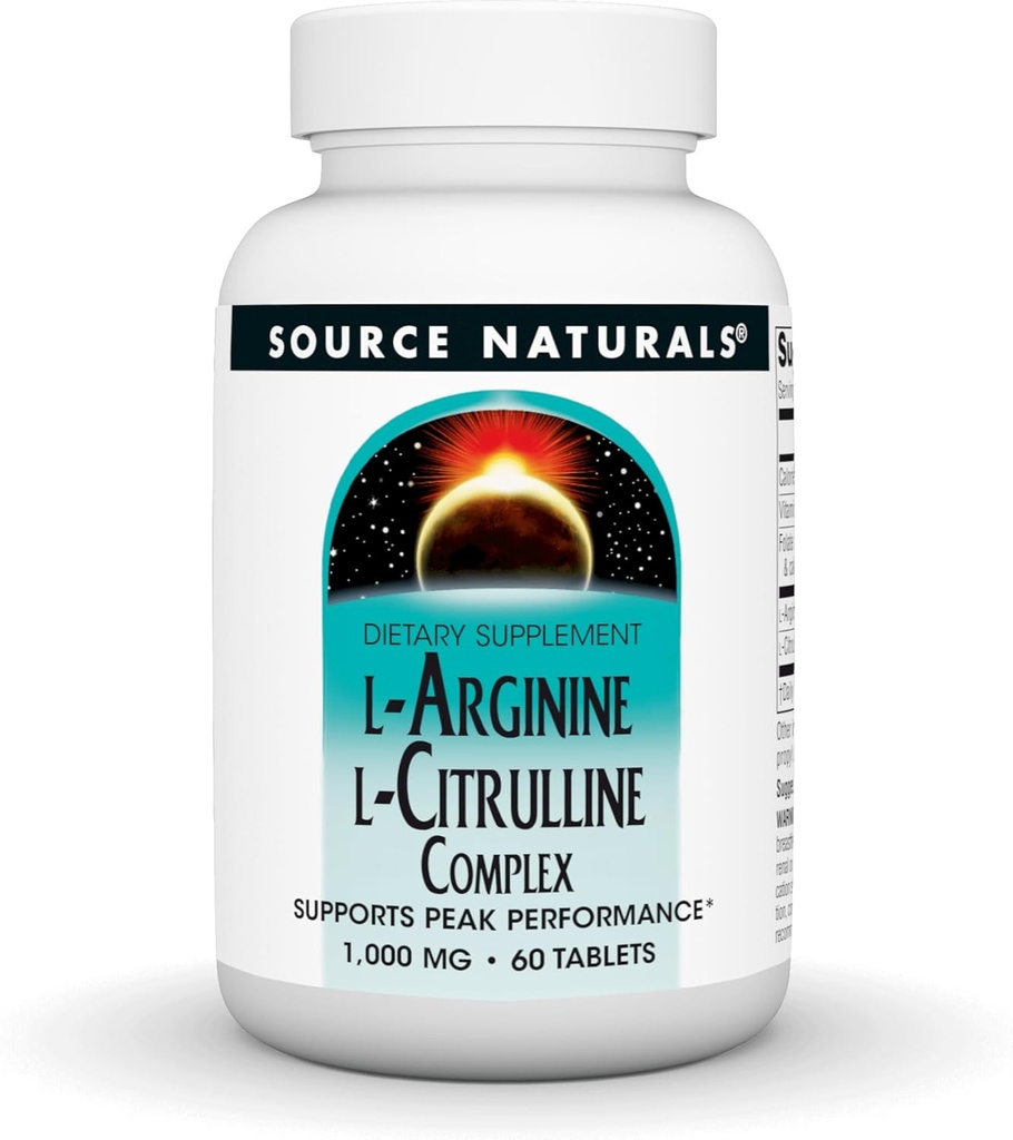 Fonte Naturals L-Arginina L-Citrullina Complesso 1000mg Aminoacido essenziale Supplemento - 60 compresse