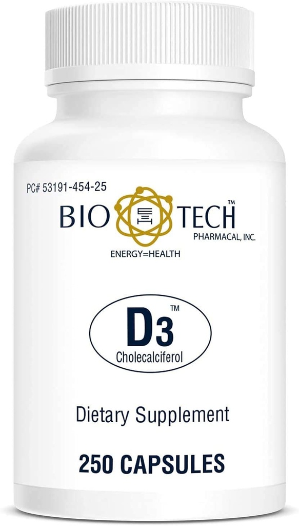 Vitamina farmaceutica Bio-Tech D3 (D3 1k IU, 250 conte)