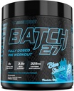 TC Nutrition Batch 27 Pre Workout Powder - 8g Citrulline, 3.5g Beta Alanine, 2.5g Betaine, 325mg Caffeina | Energia istantanea, messa a fuoco, pompe, & Forza | Nitric Oxide Booster 20 sv (Blue Slushie)