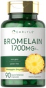 Carlyle Bromelain 1700 mg | 90 capsule | Supplemento ananas enzime | Non OGM e Gluten Free