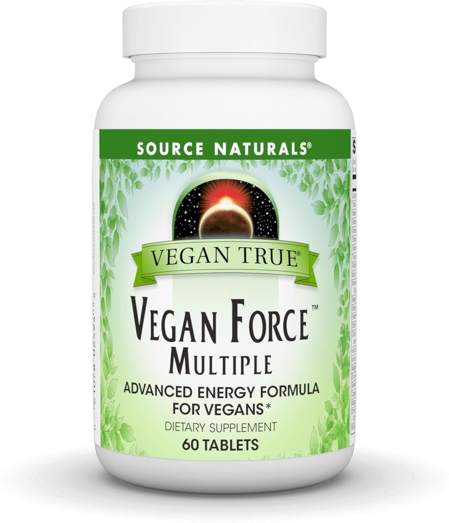 Source Naturals Vegan True, Vegan Force Multiple, Advanced Energy Formula for Vegans* - 60 compresse