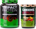 Nutrologia Greens & Fruits Powder-Naturally Sourced Superfood, Vanilla Cinnamon (30 Serve) TRIPACT Vegan Protein Powder, Chocolate Peanut Butter (20 Serve)