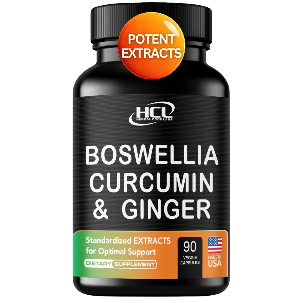Boswellia Curcumin Ginger Extracts Supplemento – Forti 95% Curcuminoids Pillole di supporto naturale per la mobilità e flessibilità – Extra resistenza Boswelia con curcuma curcumina Organic Ginger Supplement