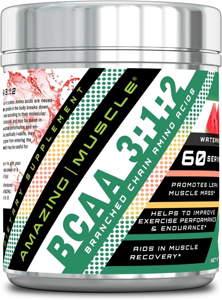 Incredibile Muscolo BCAA 3:1:2 Supplemento | 60000 Mg per servire | 60 Serve | Sapore di anguria