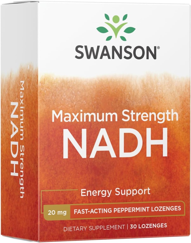 Swanson massima resistenza NADH - Lozenges di menta piperita veloce per promuovere la salute del cervello e il supporto energetico - Vitamina B3 Coenzima per aiutare a combattere la fame - (30 compresse, 20 mg ogni) 1 confezione