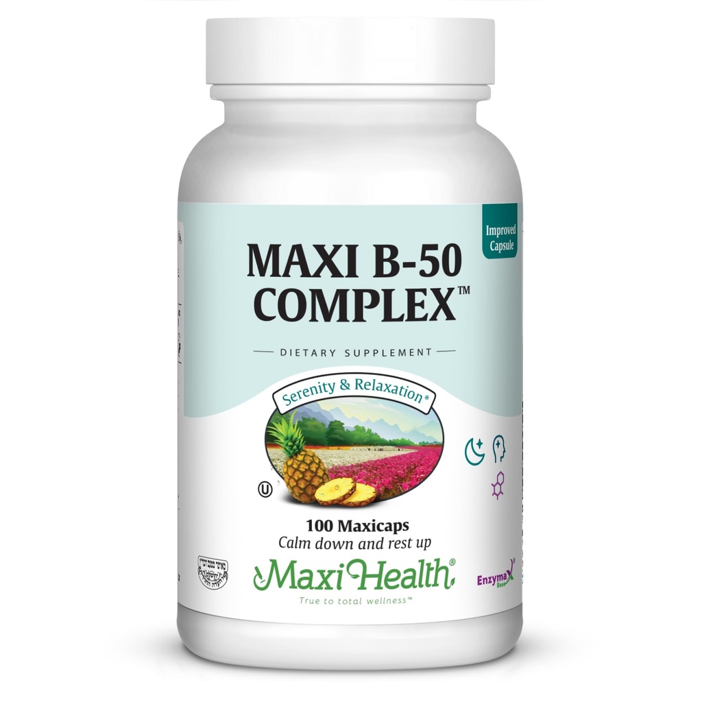 Maxi Salute Vitamina B Complesso – Alta Potenza B Vitamine Complesso B-50 con B1, B2, B3, B6, B12, Biotin & Folate – Supporto Energia Cellulare & Clarity Mentale – Kosher – 100 Capsule
