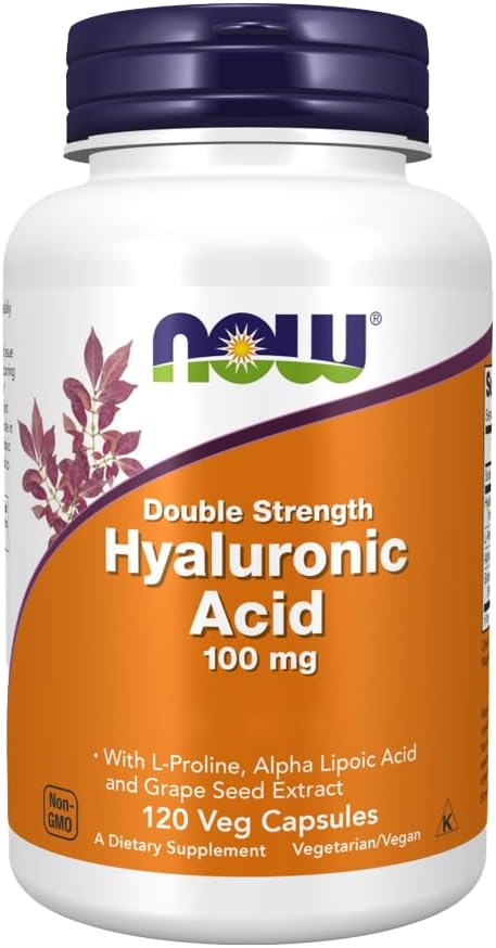 NOW Acido ialuronico 100mg, 120 capsule di veg