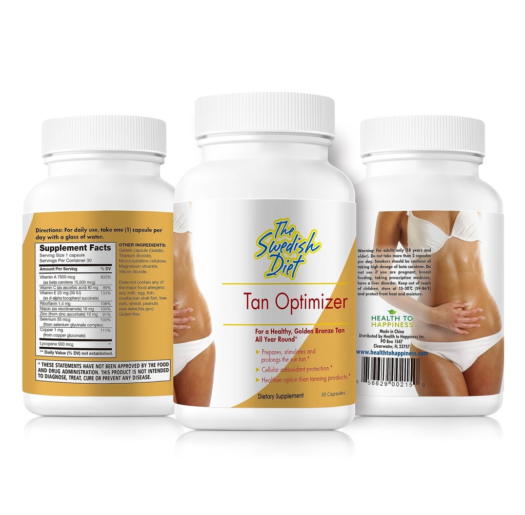 Tan Optimizer – Pillole senza zucchero con 25.000 vitamina A, Beta Carotene & Antiossidanti per la salute della pelle e il supporto immunitario – 30 capsule