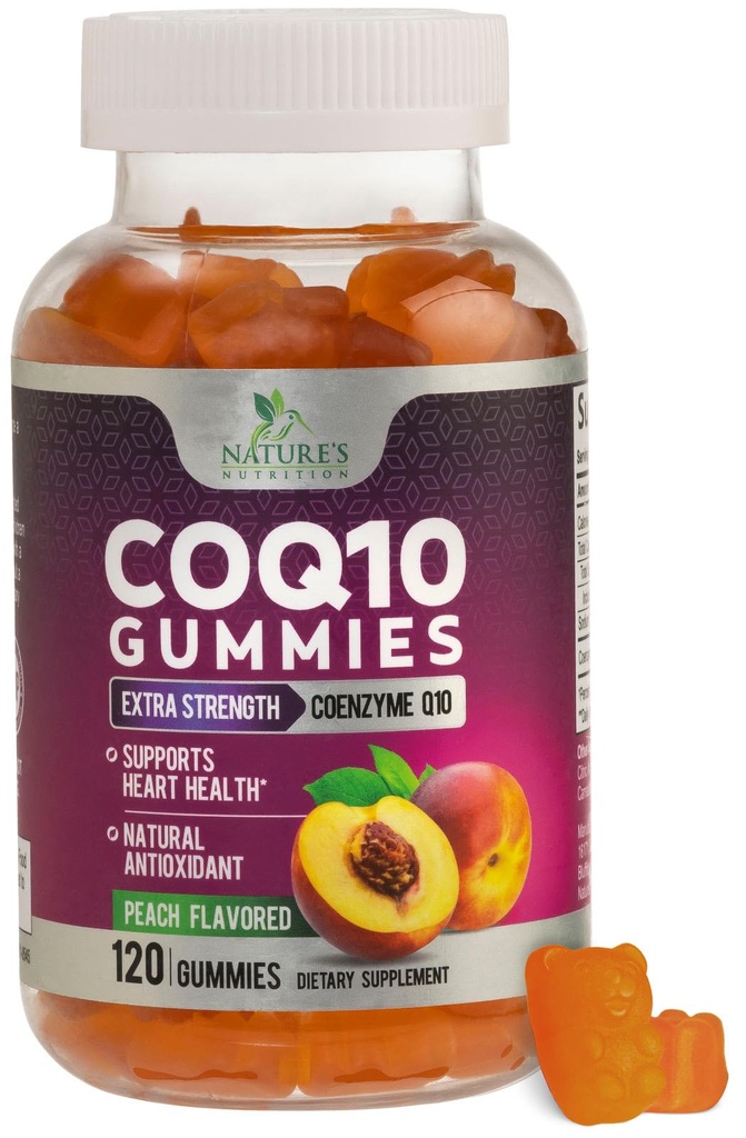 CoQ10 Gummies 100mg - 3X Forza, ad alto assorbimento, supplemento antiossidante per il supporto di salute del cuore & produzione di energia, Ultra Coenzyme Q10 Vitamine, Coq 10 Supplementi, Non-OGM - 120 CoQ10 Gummies