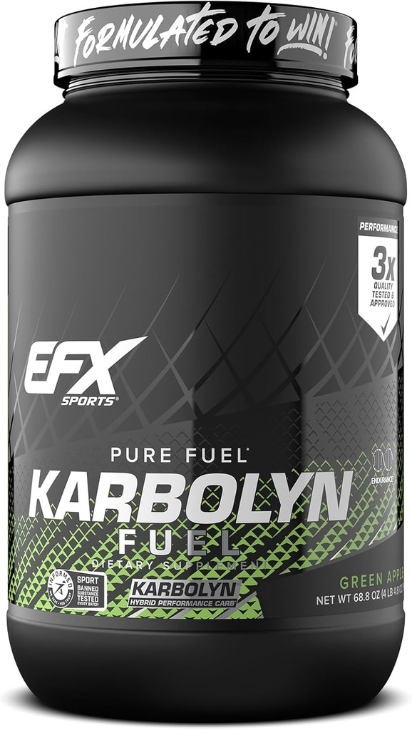 EFX Sports Karbolyn Fuel | Polvere di carboidrati rapida assorbita | Carb Load, Sustain Energy, Quick Recovery | Stimulant Free | 35 Servings (Green Apple)