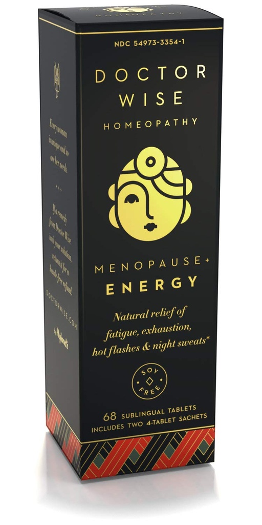 Rilievo omeopatico naturale di menopausa di Hyland di Fatigue, Esaurimento, Flash Caldi e Maglioni Notturni, Doctor Wise Menopause Energy, 68 compresse dissolving veloci