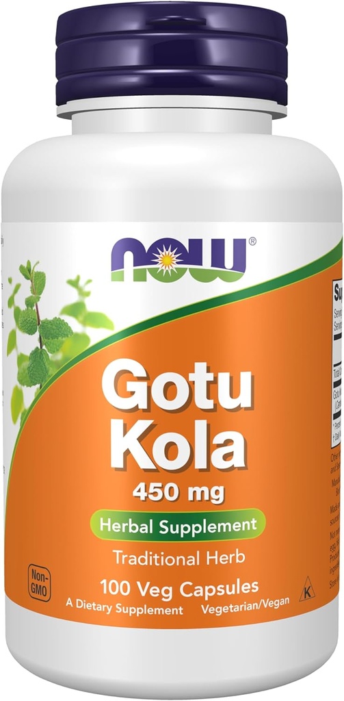 NOW Integratori alimentari, Gotu Kola (Centella asiatica) 450 mg, Integratore di erbe, 100 capsule di veg