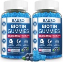 (2 Confezione) Biotina Gummies 10.000mcg per capelli sani, pelle e unghie per adulti - 120 Gummies Vitamin - Vegan, Non OGM, Pectin-Based Hair Health Supplement
