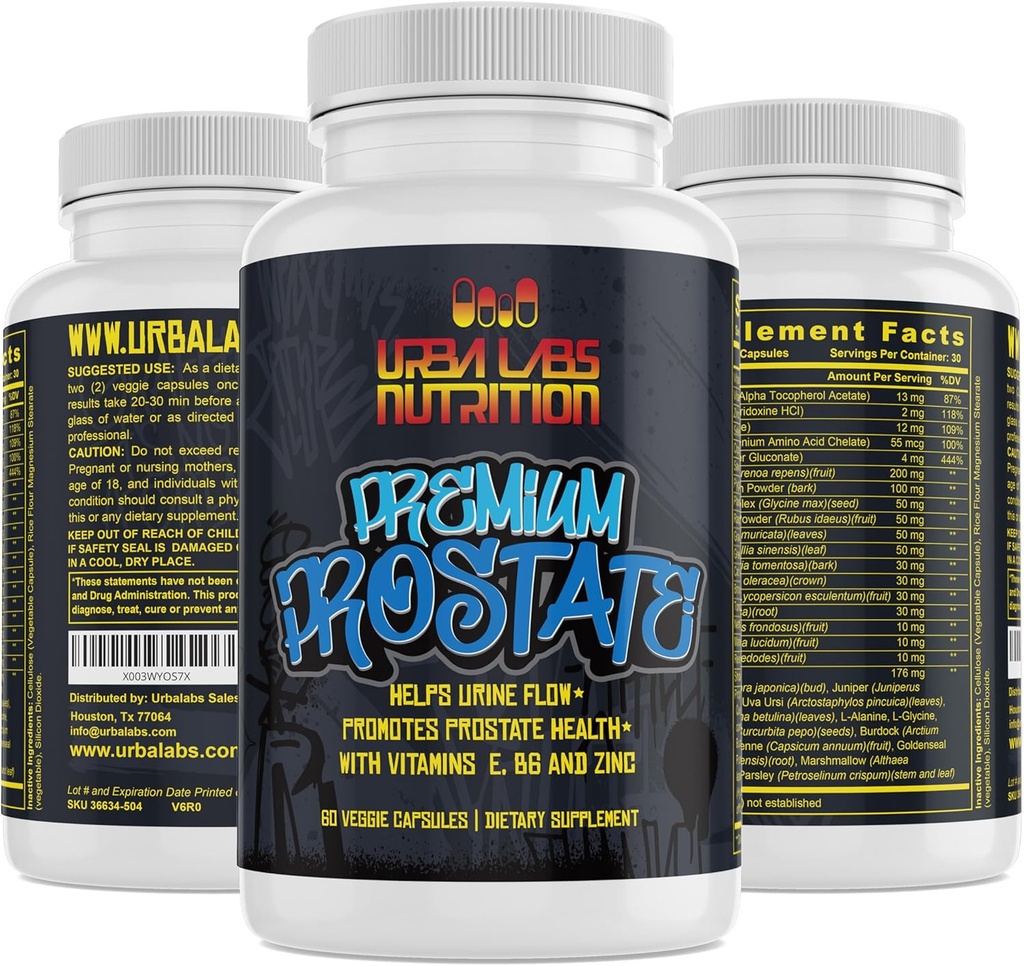 Urbalabs Premium Prostate Integratori Prostate Formula Saw Palmetto Natural Prostate Salute Ridurre l'infiammazione della prostata Supporto del tratto urinario Pumpkin Seed Massima resistenza