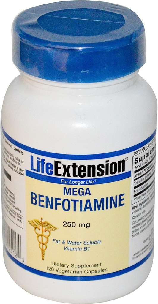 Estensione di vita Mega Benfotiamine, 120 vcaps 250 mg