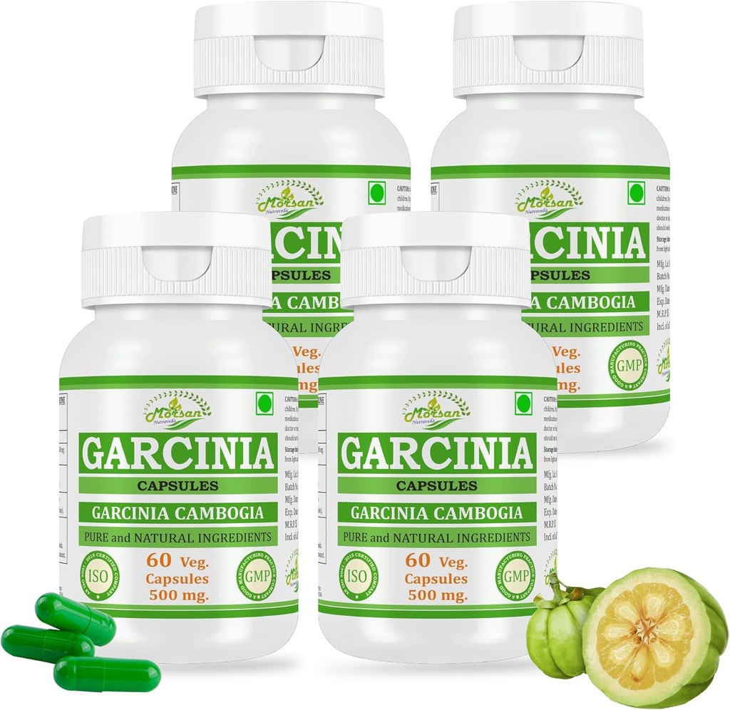 Estratto di erbe naturali e puro Garcinia CAMBOGIA (Garcinia) Capsule | Alta potenza, 100% prodotto di erbe | Confezione di 60 X 500 mg.