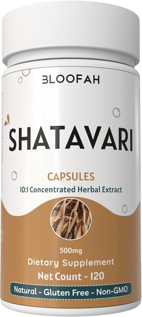 Estratto di Shatavari 500mg | Concentrato 10:1 estratto | Asparagus racemosus Root Herbal Supplement | Non-GMO, Gluten-Free, Tradizionale Formula di erbe (120 conteggio (Pack of 1))