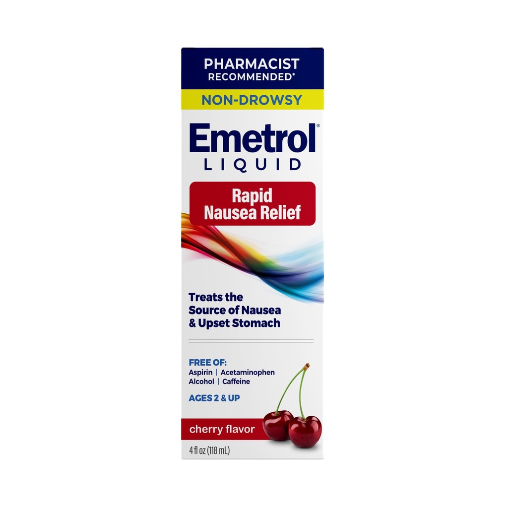 Emetrol Non Drowsy Nausea Relief - Medicina Liquida per Upset Stomach Relief - Pharmacist Consigliato Nausea Medicine - Cherry Flavor - 4fl oz