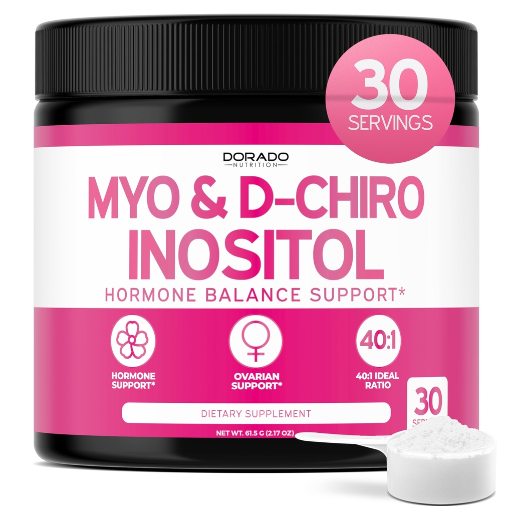Myo-Inositol & D-Chiro Inositol Supplemento Polvere (2050mg per la dose ideale 40:1 Ratio Myo Inositol, 30 giorni di alimentazione) Per l'equilibrio dell'ormone per la salute delle donne & Ovarian - Terze Parti testate, Vegan & USA Made