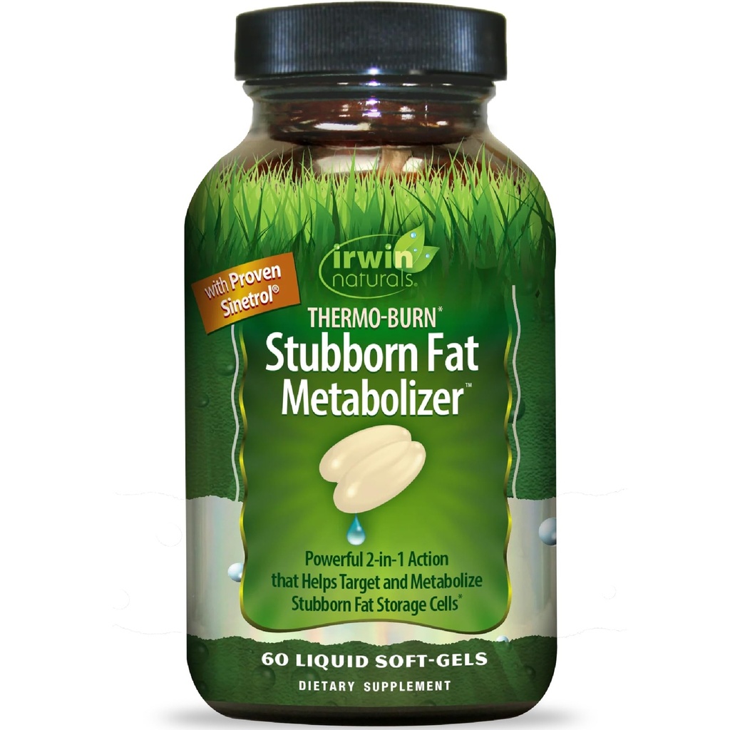 Irwin Naturals Thermo-Burn Metabolizer grasso testardo - 60 Liquid Soft-Gels - combina Estratto di tè verde (EGCG), MCT olio e caffeina - 20 porzioni