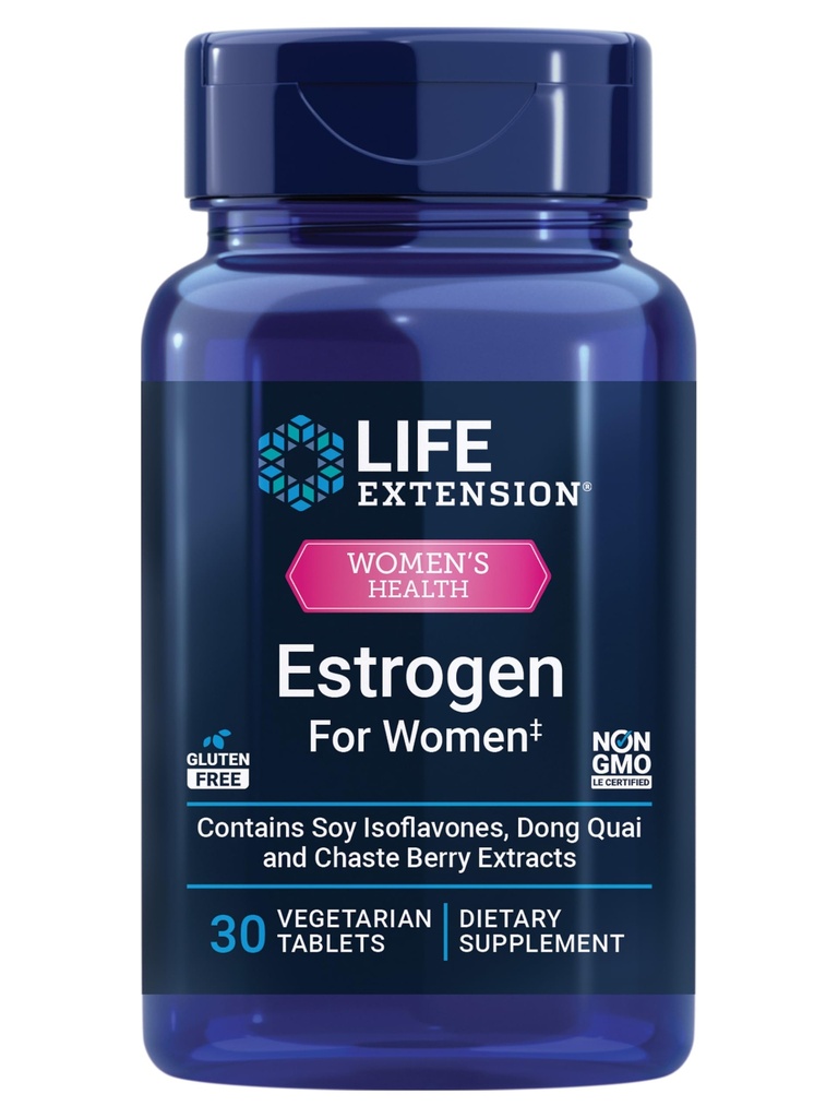 Estensione della vita estrogeni per le donne, aiuta a alleviare i flash caldi e le maglie notturne, isoflavoni di soia, estratto di abete di Norvegia, mirtillo, senza ormone, senza glutine, non OGM, vegetariano, 30 Tablet