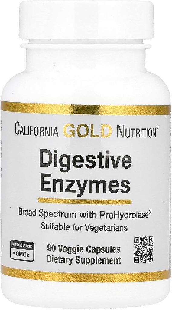 California Oro Nutrizione enzimi digestivi, spettro ampio, adatto per vegetariani, 90 capsule vegetali