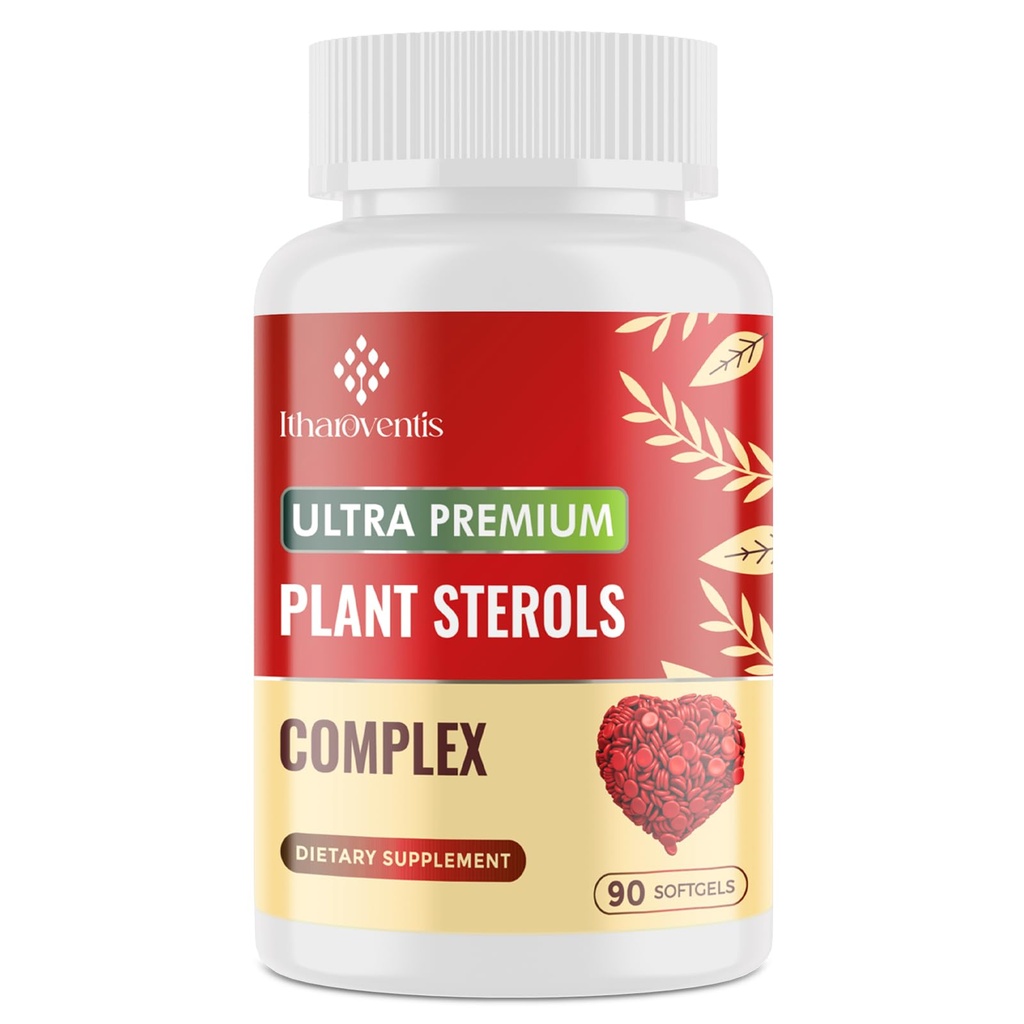 Integratori di colesterolo con Sterols di piante, Niacina, Riso di lievito rosso, Bergamotto, Omega-3 & Aglio - Formula di assorbimento infestata - 90 Softgels