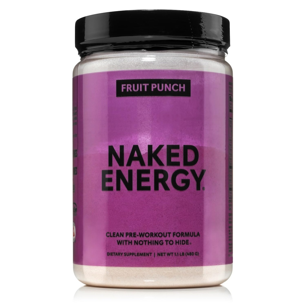 NAKED Fruit Punch Energy - Clean Pre Supplemento di allenamento per gli uomini e le donne, Vegan Friendly, Non Aggiunto Dolci, Colori o Sapori - 30 Serve