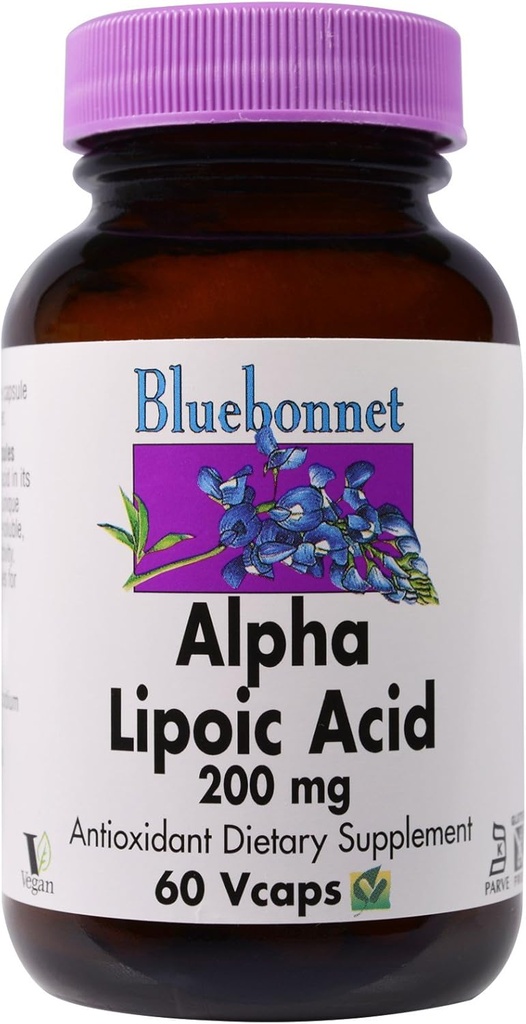 Nutrizione Bluebonnet, Acido alfa lipoico 200mg, 60 capsule vegetali