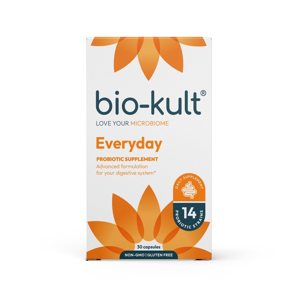 Bio-Kult Gut Health Probiotic Supplemento, 14 Strains, Probiotici per le donne e gli uomini, Supporto immunitario, Salute Digestiva, Shelf-Stable, Non OGM e Gluten-Free, Capsules, 30 Conte (Pack of 1)