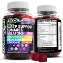 Clean Nutra Melatonin Gummies 10mg | Sleep Aid Valerian Root L-teanina Vitamina B6 C Lemon Balm Magnesium Hibiscus Beta Carotene Saffron & Chamomile Rest Support Supplemento Raspberry Flavor