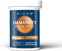 BIOHM Immunity Probiotico con vitamina C, D3 & Zinc, 1 miliardo di CFU (60 capsule) Probiotici giornalieri per le donne e gli uomini, Salute digestiva & supporto immunitario, Vegan, senza glutine e non OGM