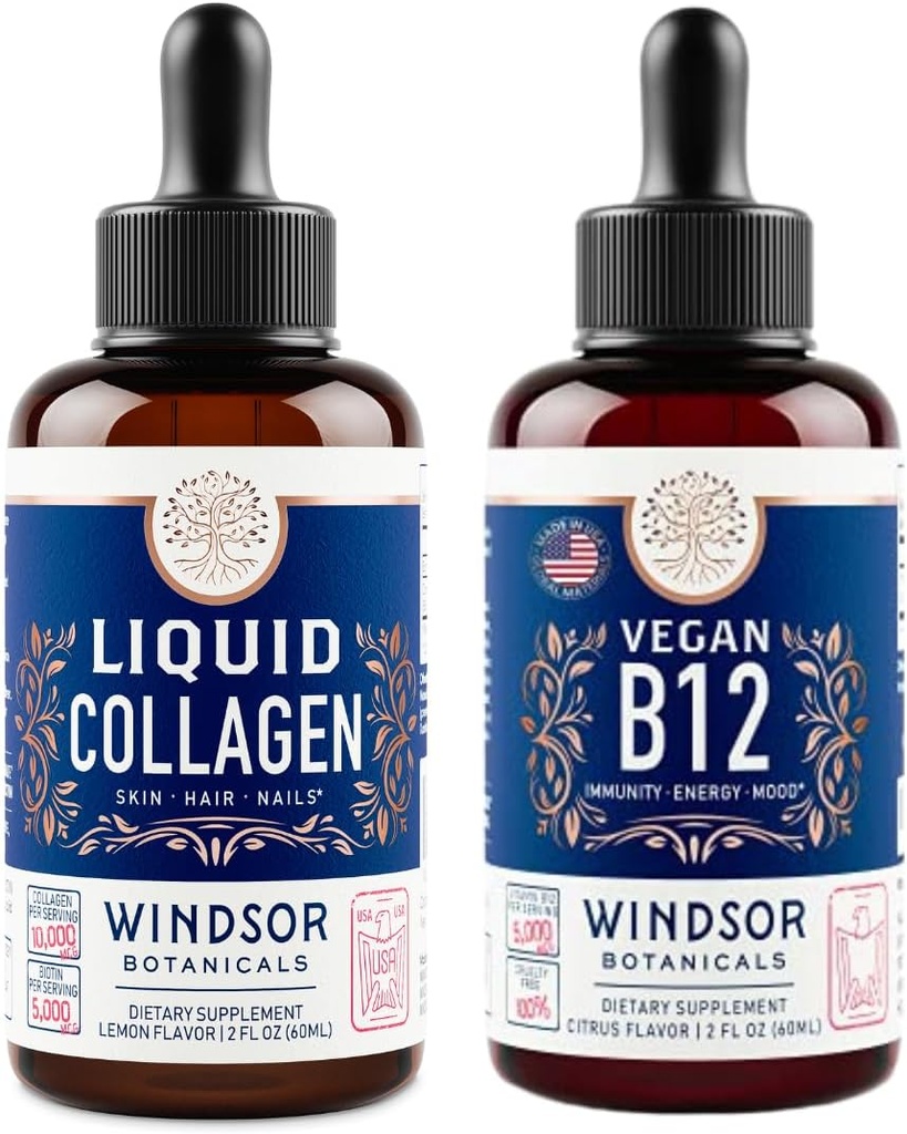 Vitamina B12 Liquido e Liquido Collagen con Biotina - Energia e Benessere Bundle