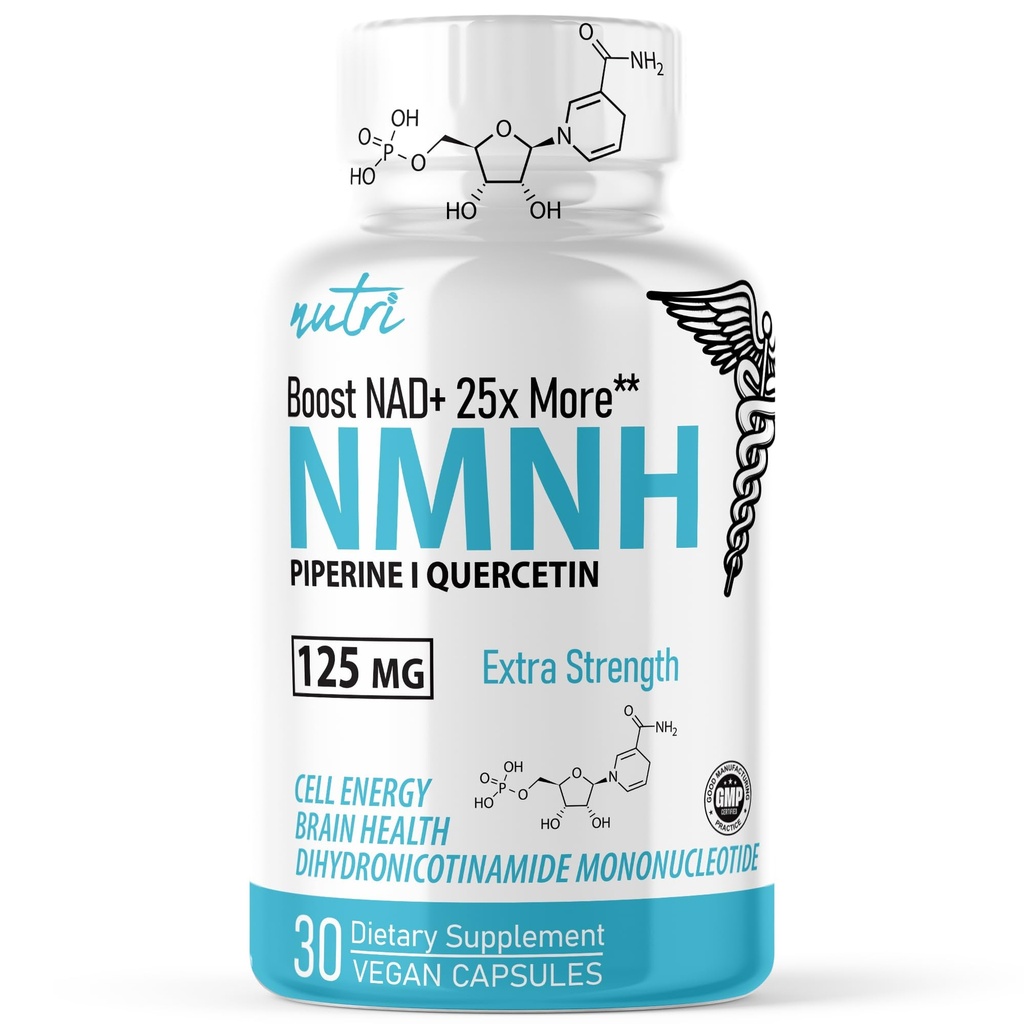 Fusioni naturali NMNH (NMN Supplement Alternative) (Dihydronicotinamide Mononucleotide) 125 mg - 25 volte Più efficace di NR & NAD+ - Boost NAD+ fino a 10 volte - 30 conte (30 Serve)