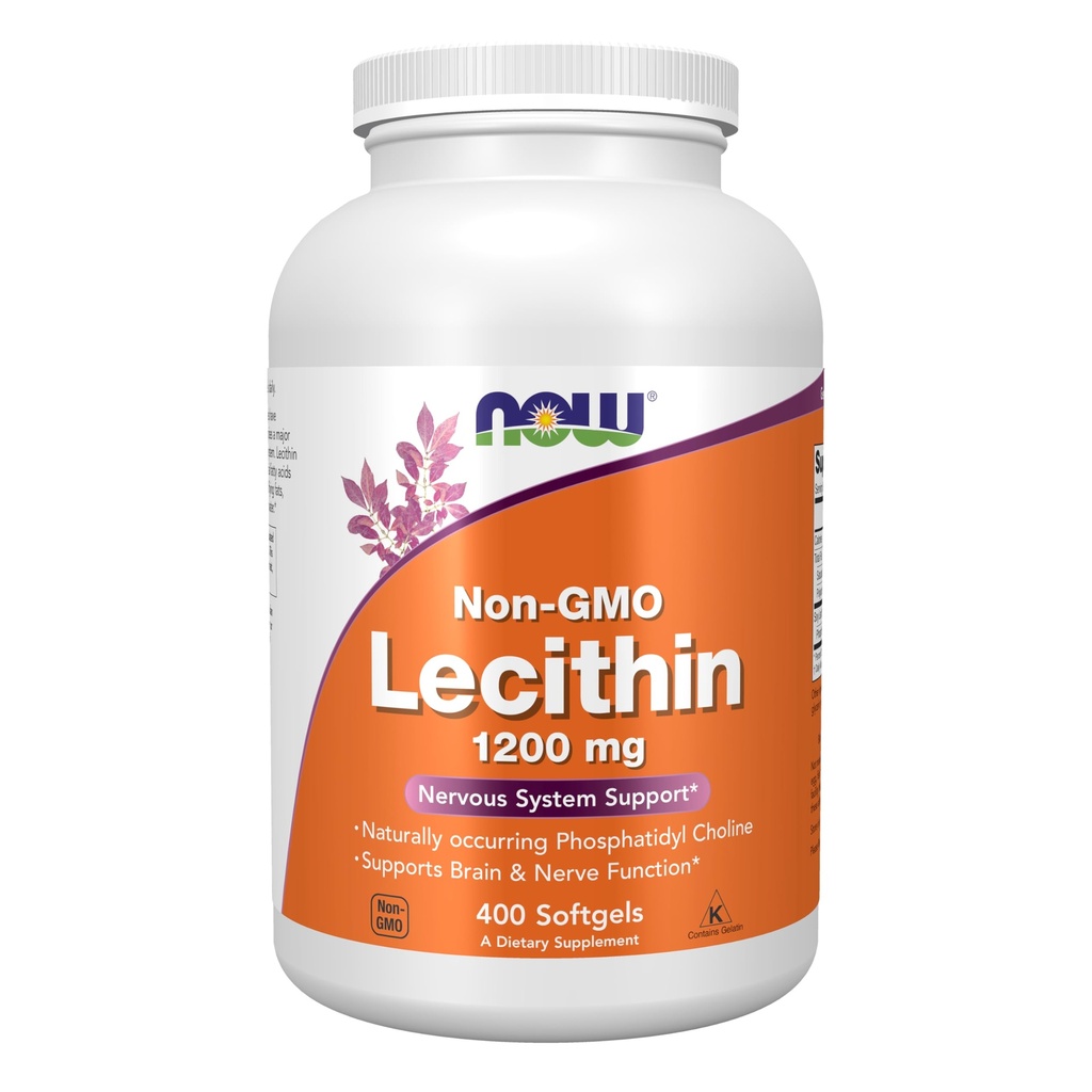 NOW Integratori alimentari, Lecitina 1200 mg con Phosphatidyl Choline naturale, 400 Softgels