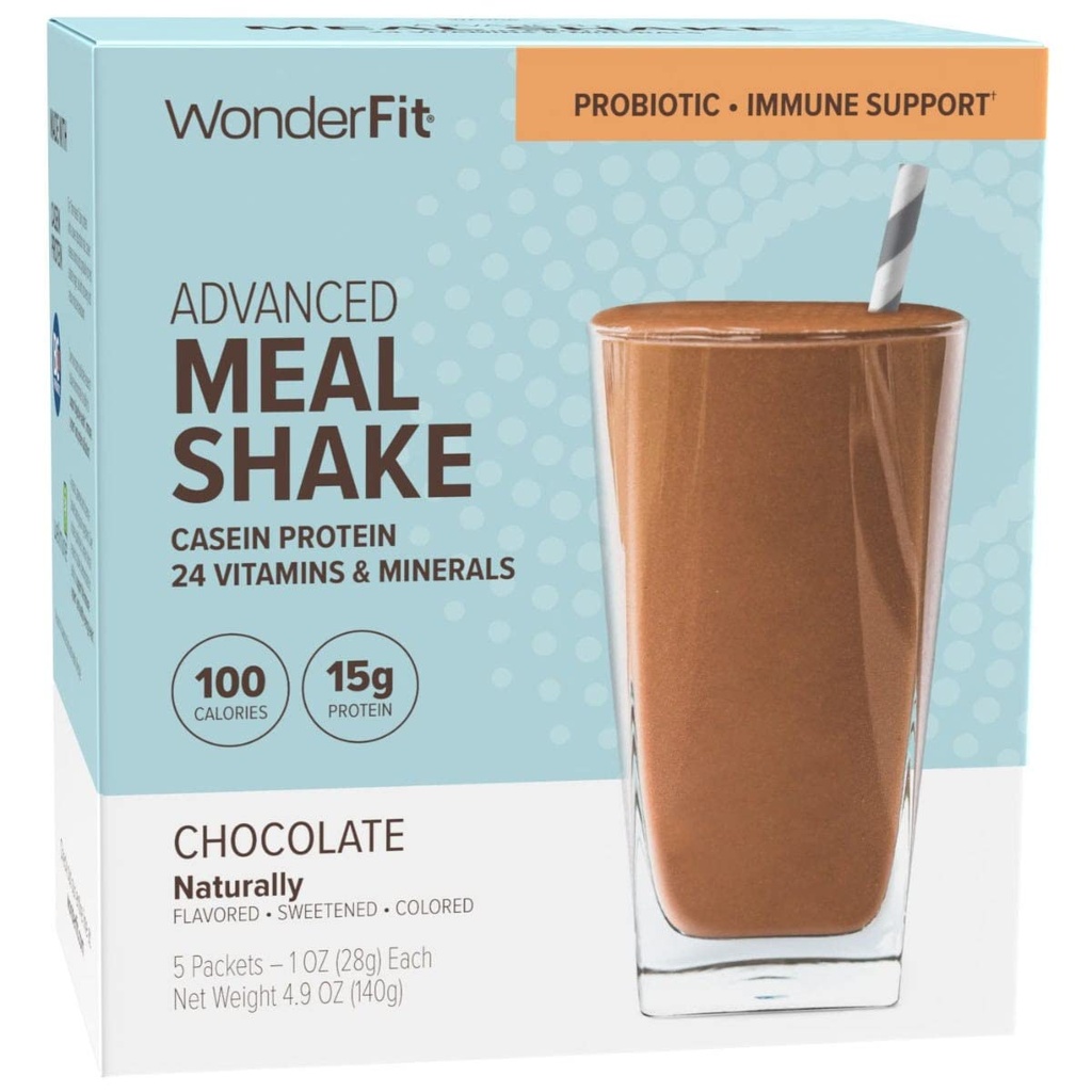 WonderFit da WonderSlim Protein Meal Sostituzione Shake, Cioccolato, Supporto Probiotico e Immune, Gluten Free (5ct)