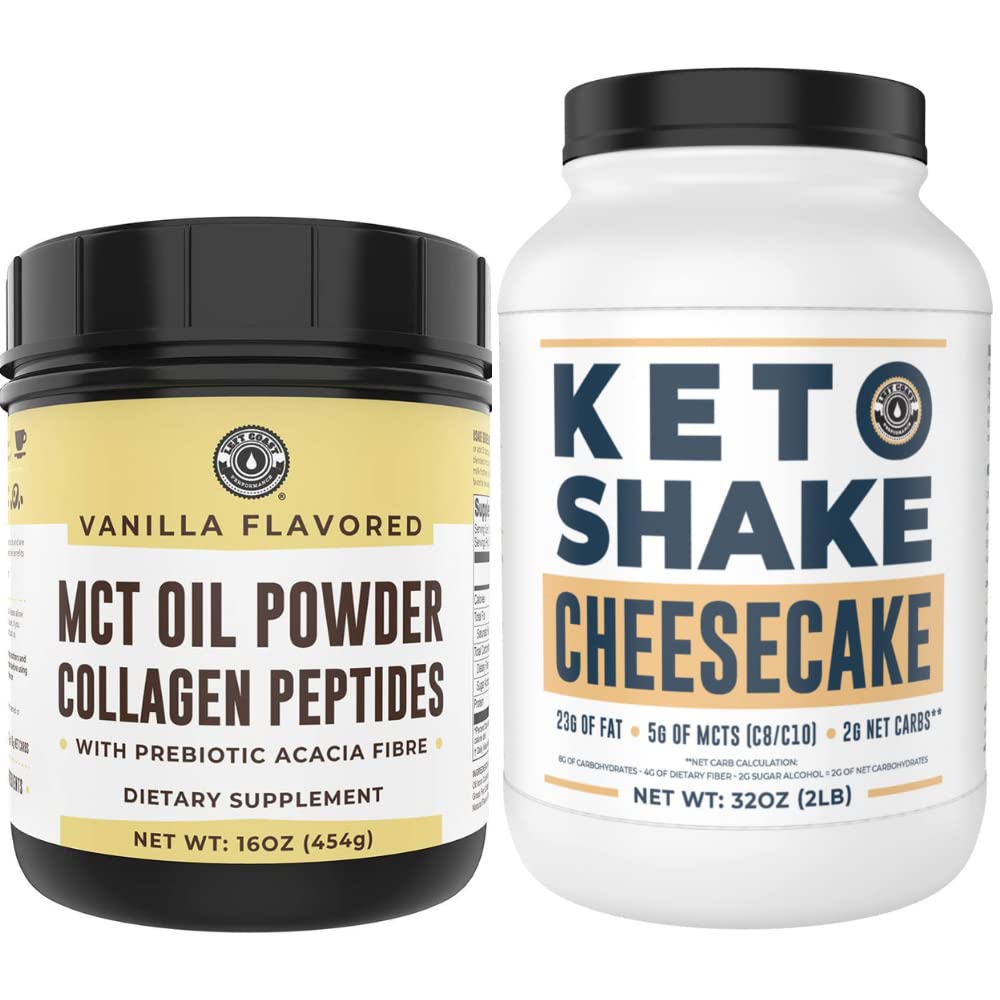 Prestazioni Costa sinistra Keto MCT Polvere + collagene e Keto Cheesecake Meal Sostituzione