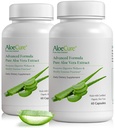 AloeCure Organic Aloe Vera Capsule, 160,000mg Aloe Leaf Equivalent per Serving, Support Gut, Digestivo, & Immune Health, Aiuta a mantenere l'acidità bilanciata della stomach, Aloin Free, 60Caps x 2Btl