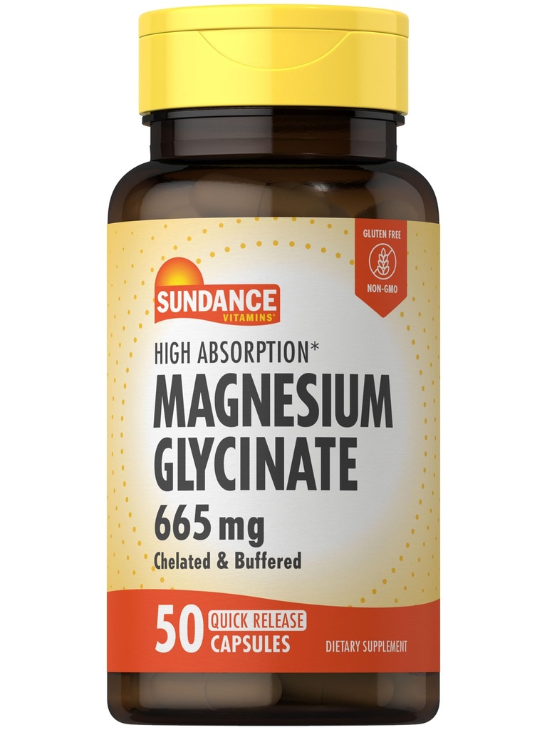 Sundance Magnesium Glycinate Capsule | 665 mg | 50 Pillole di rilascio rapido | Non OGM e Gluten Supplemento gratuito